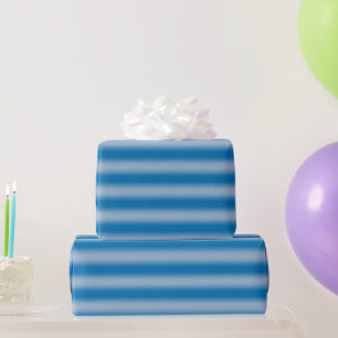 Light to Dark Blue Gradient Soft Stripes Wrapping Paper