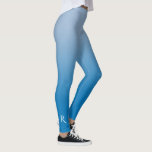 Light to Dark Blue Gradient with Elegant Monogram Leggings<br><div class="desc">Stylish light to dark blue gradient features an elegant custom monogram in a white decorative font at the bottom of the right leg. Personalise it with your initial in the sidebar. Add a modern look to your wardrobe. To see the minimal ombré design on other items, click the "Rocklawn Arts"...</div>