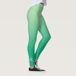 Light to Dark Green Gradient with Elegant Monogram Leggings<br><div class="desc">Stylish light to dark green gradient features an elegant custom monogram in a white decorative font at the bottom of the right leg. Personalise it with your initial in the sidebar. Add a modern look to your wardrobe. To see the minimal ombré design on other items, click the "Rocklawn Arts"...</div>