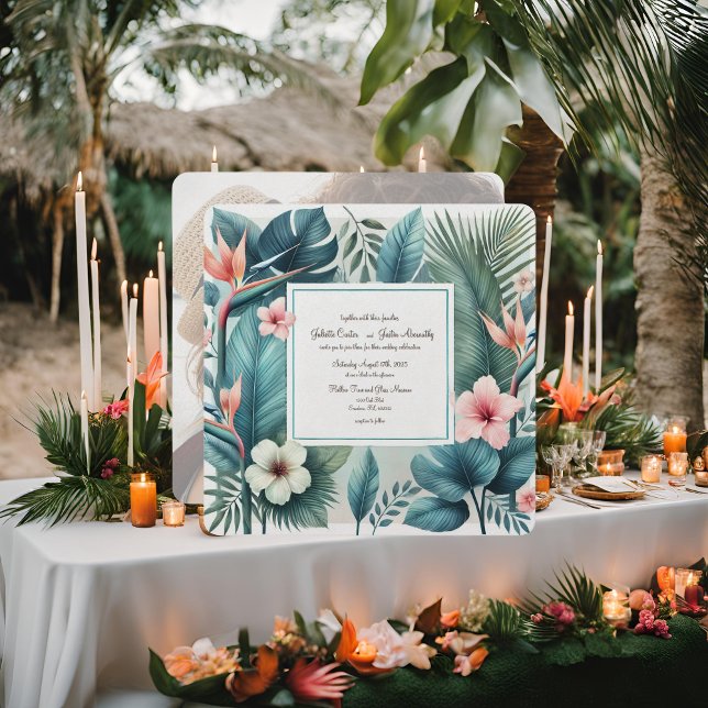 Light Tropical Essence Square Wedding Invitation (Creator Uploaded)