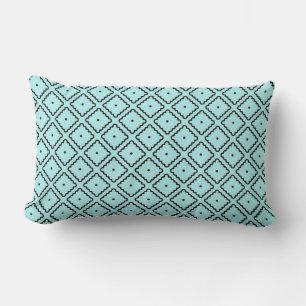 Light Turquoise and Black Square Pattern Lumbar Cushion