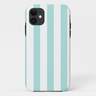 Light Turquoise and White Wide Horizontal Striped Case-Mate iPhone Case