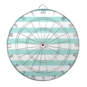 Light Turquoise and White Wide Horizontal Striped Dartboard