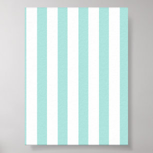 Light Turquoise and White Wide Horizontal Striped Poster