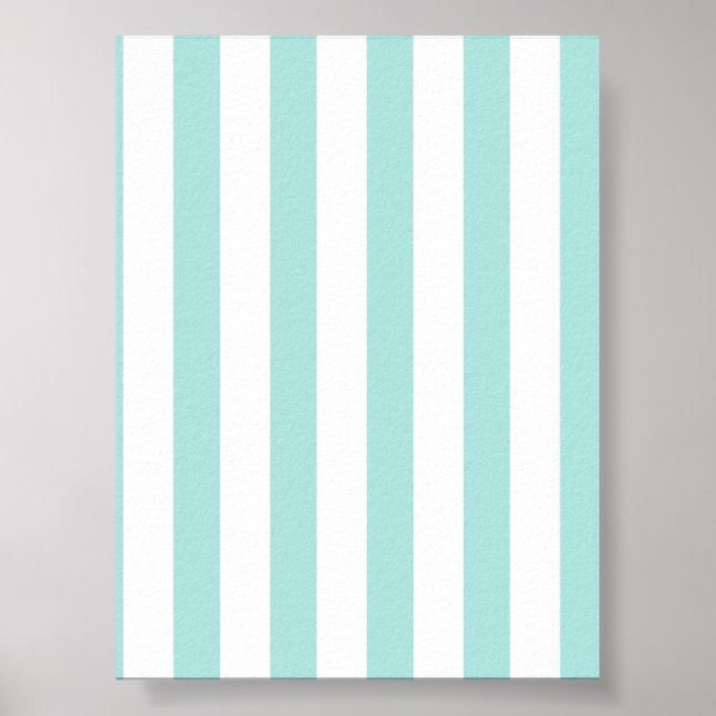 Light Turquoise and White Wide Horizontal Striped Poster (Front)