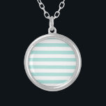 Light Turquoise and White Wide Horizontal Striped Silver Plated Necklace<br><div class="desc">Light Turquoise and White Wide Horizontal Striped.</div>