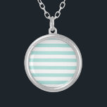 Light Turquoise and White Wide Horizontal Striped Silver Plated Necklace<br><div class="desc">Light Turquoise and White Wide Horizontal Striped.</div>