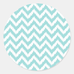 Light Turquoise Chevron Pattern Classic Round Sticker
