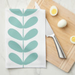 Light Turquoise Flowers Retro Mid Century Modern Tea Towel<br><div class="desc">This fabulous mid century modern kitchen towel features light turquoise blue leaf buds on a stalk on a white background. This will make a fabulous addition to your home decor!</div>