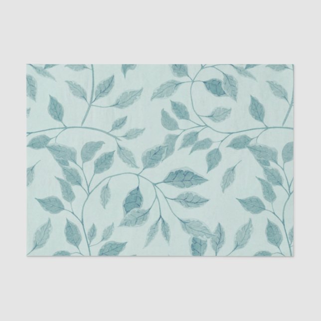 Light Turquoise Leaf Pattern Tissue Paper (Front)