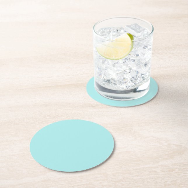 Light Turquoise Round Paper Coaster (Insitu)