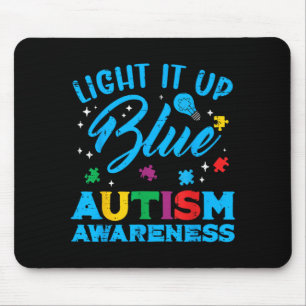 Light Up Blue Autism Awareness ASD Support Men Mouse Pad