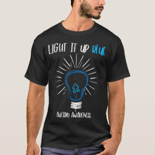 Light Up Blue Autism Awareness Bulb Cute Asd Men W T-Shirt