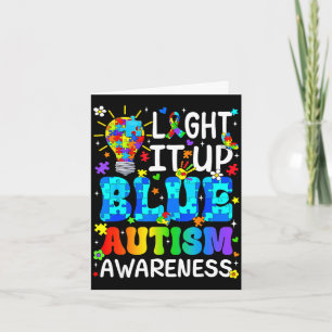 Light up blue autism awareness puzzle piece boys card