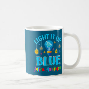Light up blue autistic autism awareness men women coffee mug