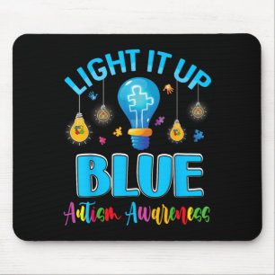 Light Up Blue Autistic Autism Awareness Men Women Mouse Pad
