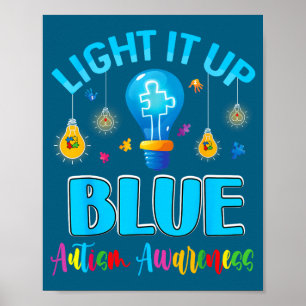 Light up blue autistic autism awareness men women poster