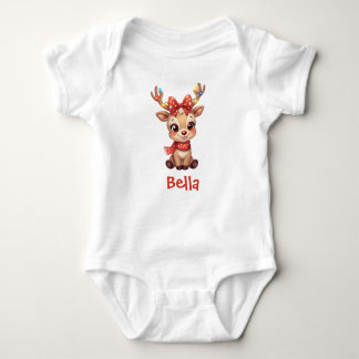 Light-Up Reindeer Baby Girl Bodysuit – Custom Name