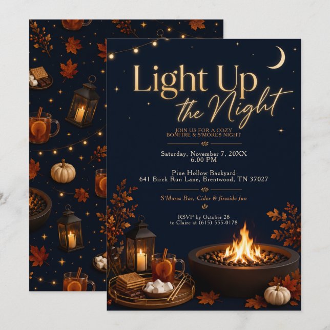 Light Up the Night Bonfire Invitation (Front/Back)