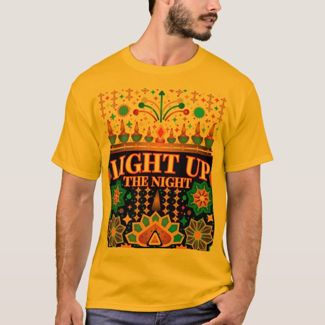 Light Up The Night: Diwali Illustration Theme T-Shirt (Front)