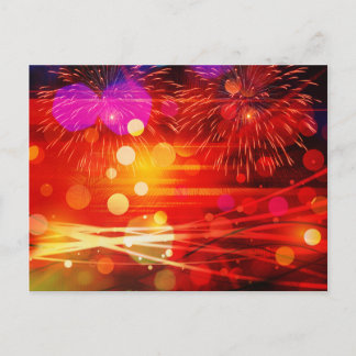 Light Up the Sky Light Rays and Fireworks Postcard