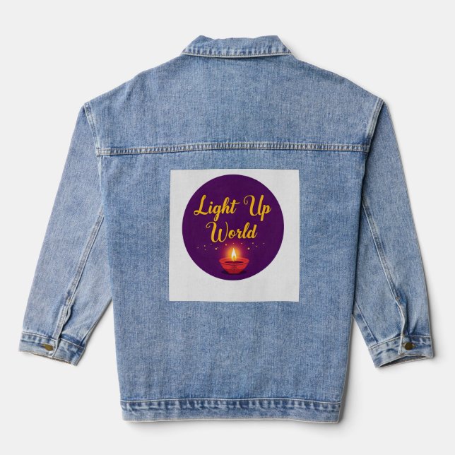 Light Up the World ✨ | Minimal Elegant Diwali  Denim Jacket (Back)