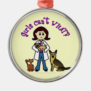 Light Veterinarian Girl Metal Ornament