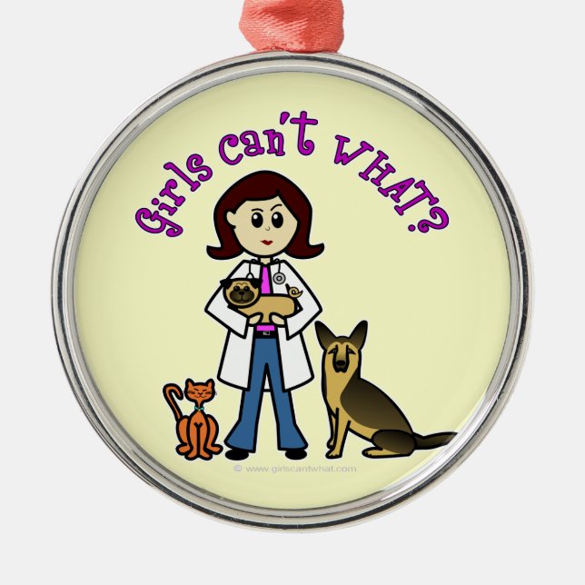 Light Veterinarian Girl Metal Ornament (Front)