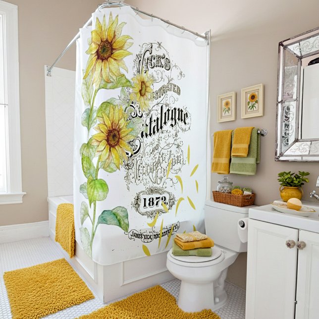 Light vintage sunflowers Shower Curtain (Creator Uploaded)