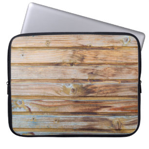 Light Vintage Wooden Planks Background Floor. Hori Laptop Sleeve