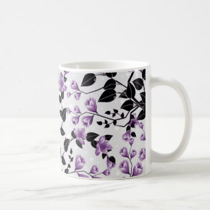Light Violet Floral Pattern Design Coffee Mug