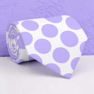 Light Violet Polka Dots on White Custom Necktie