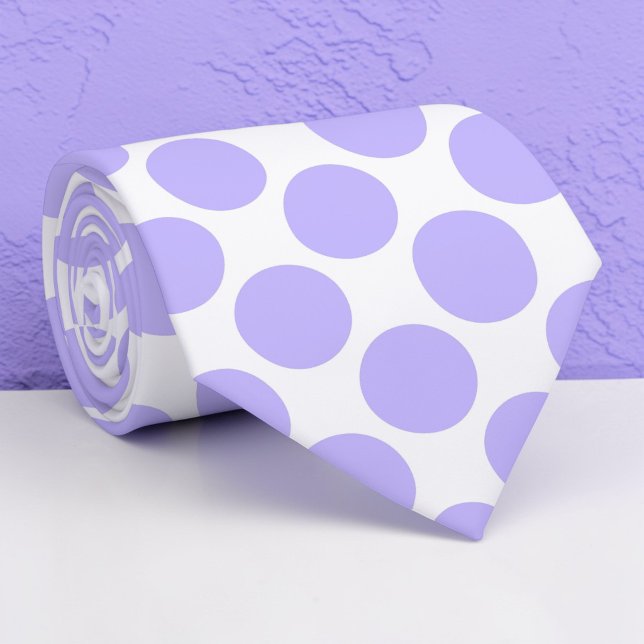 Light Violet Polka Dots on White Custom Necktie (Creator Uploaded)