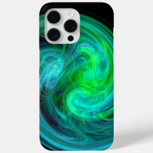 LIGHT VORTEX ,Abstract Blue Green Fractal Waves iPhone 15 Pro Max Case
