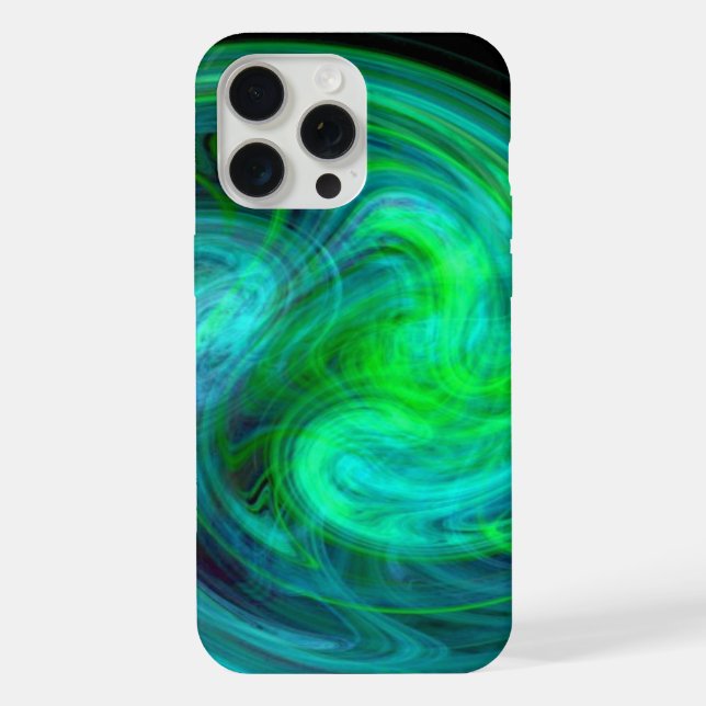 LIGHT VORTEX ,Abstract Blue Green Fractal Waves iPhone Case (Back)