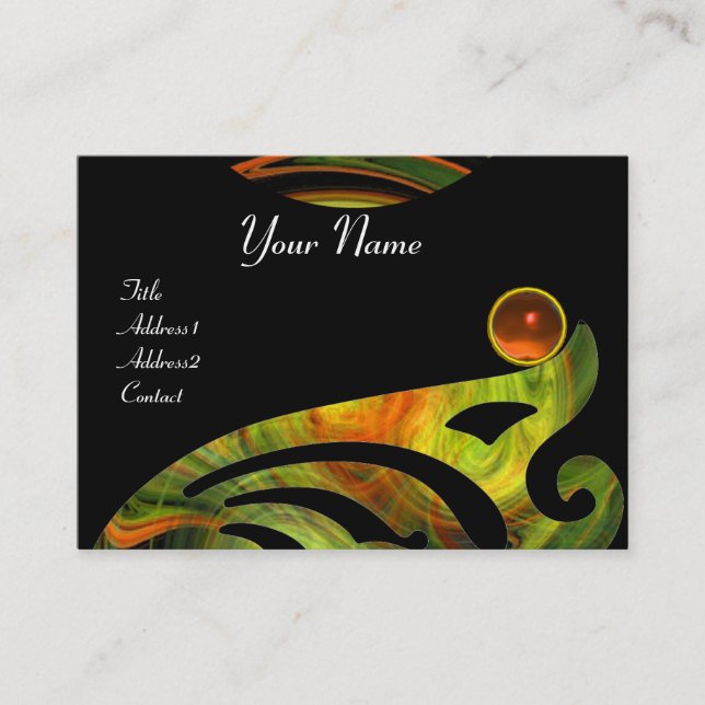 LIGHT VORTEX AGATE black yellow orange green Business Card (Front)