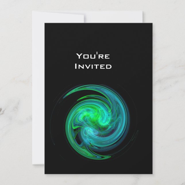 LIGHT VORTEX bright blue green  black Invitation (Front)