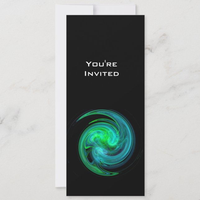 LIGHT VORTEX bright blue green  black Invitation (Front)