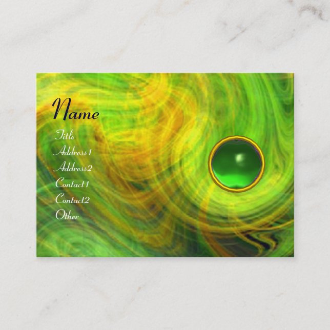 LIGHT VORTEX  EMERALD green yellow orange blue Business Card (Front)
