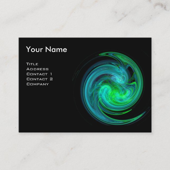 LIGHT VORTEX MONOGRAM Vibrant black blue green Business Card (Front)