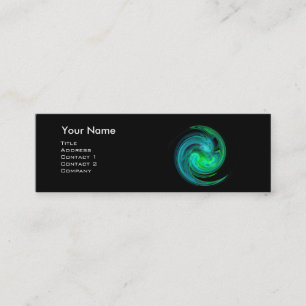 LIGHT VORTEX MONOGRAM Vibrant black blue green Mini Business Card