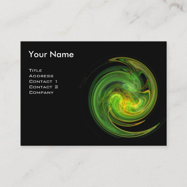 LIGHT VORTEX MONOGRAM Vibrant black yellow green Business Card (Front)