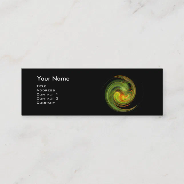 LIGHT VORTEX MONOGRAM Vibrant black yellow Mini Business Card | Zazzle