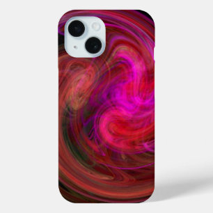 LIGHT VORTEX Pink Fuchsia Red Abstract Fractals iPhone 15 Case