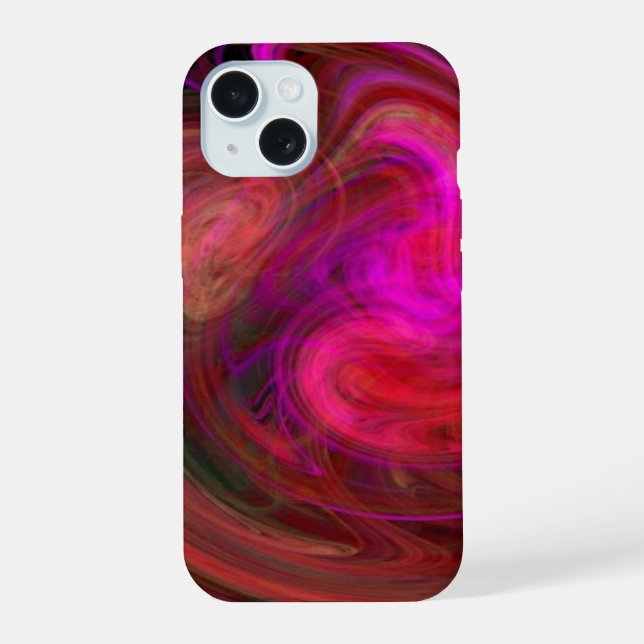 LIGHT VORTEX Pink Fuchsia Red Abstract Fractals iPhone 15 Case (Back)
