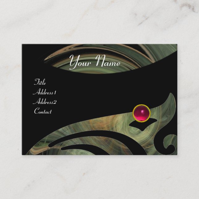 LIGHT VORTEX RUBY red pink black grey yellow Business Card (Front)