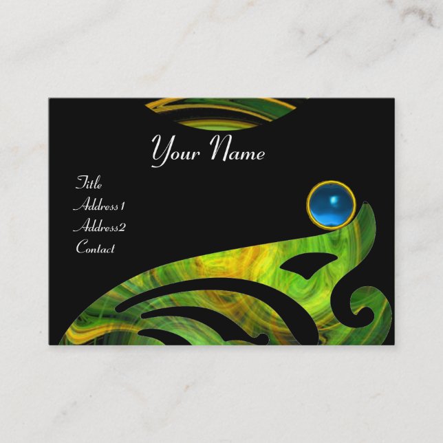 LIGHT VORTEX SAPPHIRE blue green black yellow Business Card (Front)