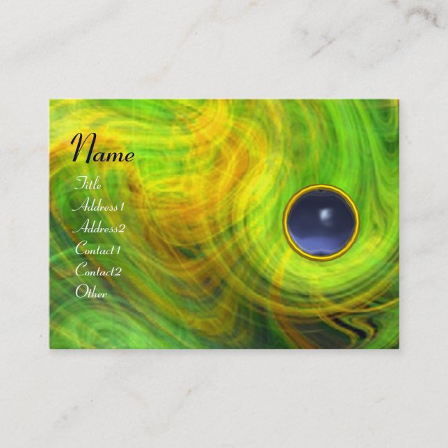 LIGHT VORTEX  TOPAZ  green yellow orange blue Business Card (Front)