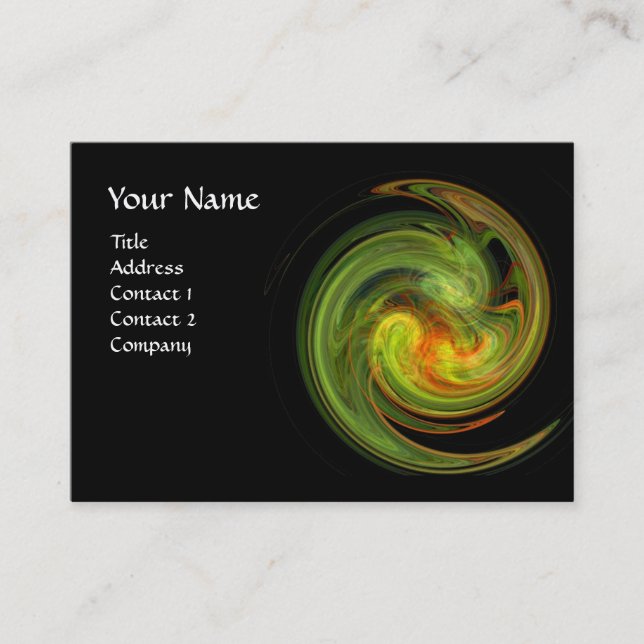 LIGHT VORTEX ,vibrant black green yellow orange Business Card (Front)