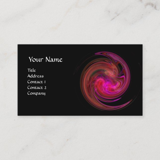LIGHT VORTEX ,vibrant black red fuchsia Business Card (Front)